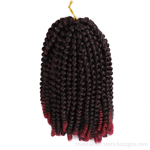 ombre free sample spring twist hair synthetic braiding crochet hair extensions spring twist braiding curl hair 8inch 12inch